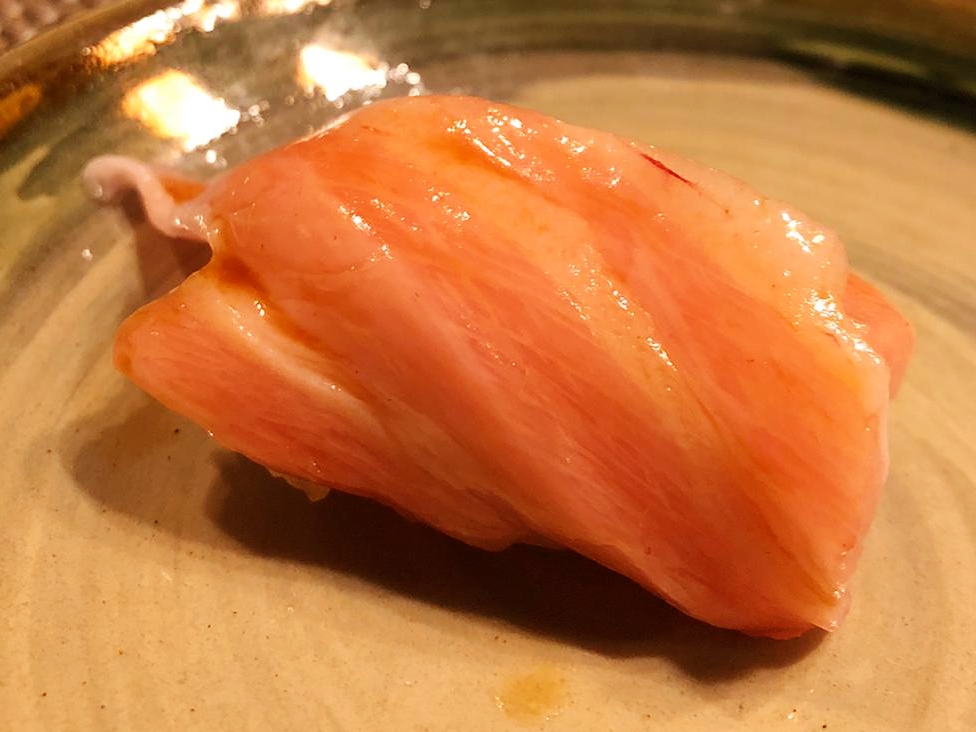 Otoro nigiri - Bluefin Tuna sushi at Miyu, Singapore